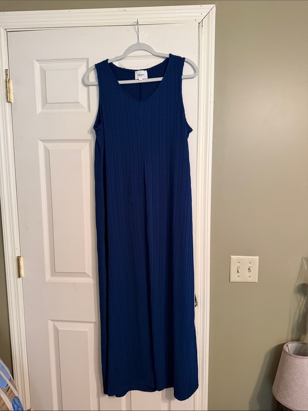 ANDREE BY UNIT Navy Blue Ribbed Maxi Dress